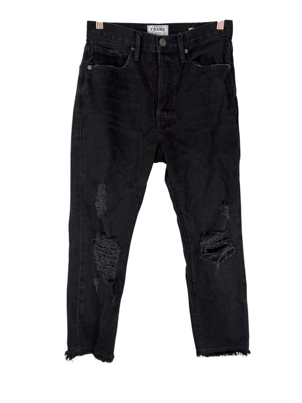 Frame Jeans Denim Distressed Skinny High Rise Raw Hem Y2K Streetwear Vintage 27